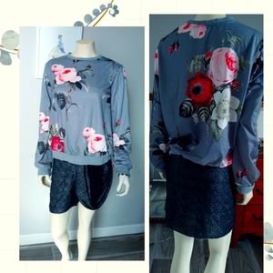 Pullover women's floral grey L